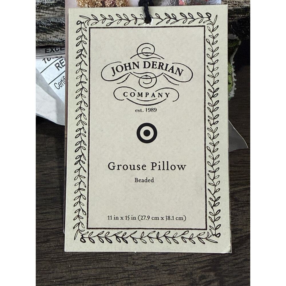 John Derian Target‎ Limited Edition Fall Shaped Beaded Grouse Bird Pillow 11X15" - Picture 3 of 11